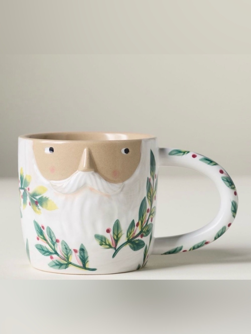 Anthropologie Fotini Tikkou Mr. Claus Stoneware Holiday Coffee Tea Mug Cup